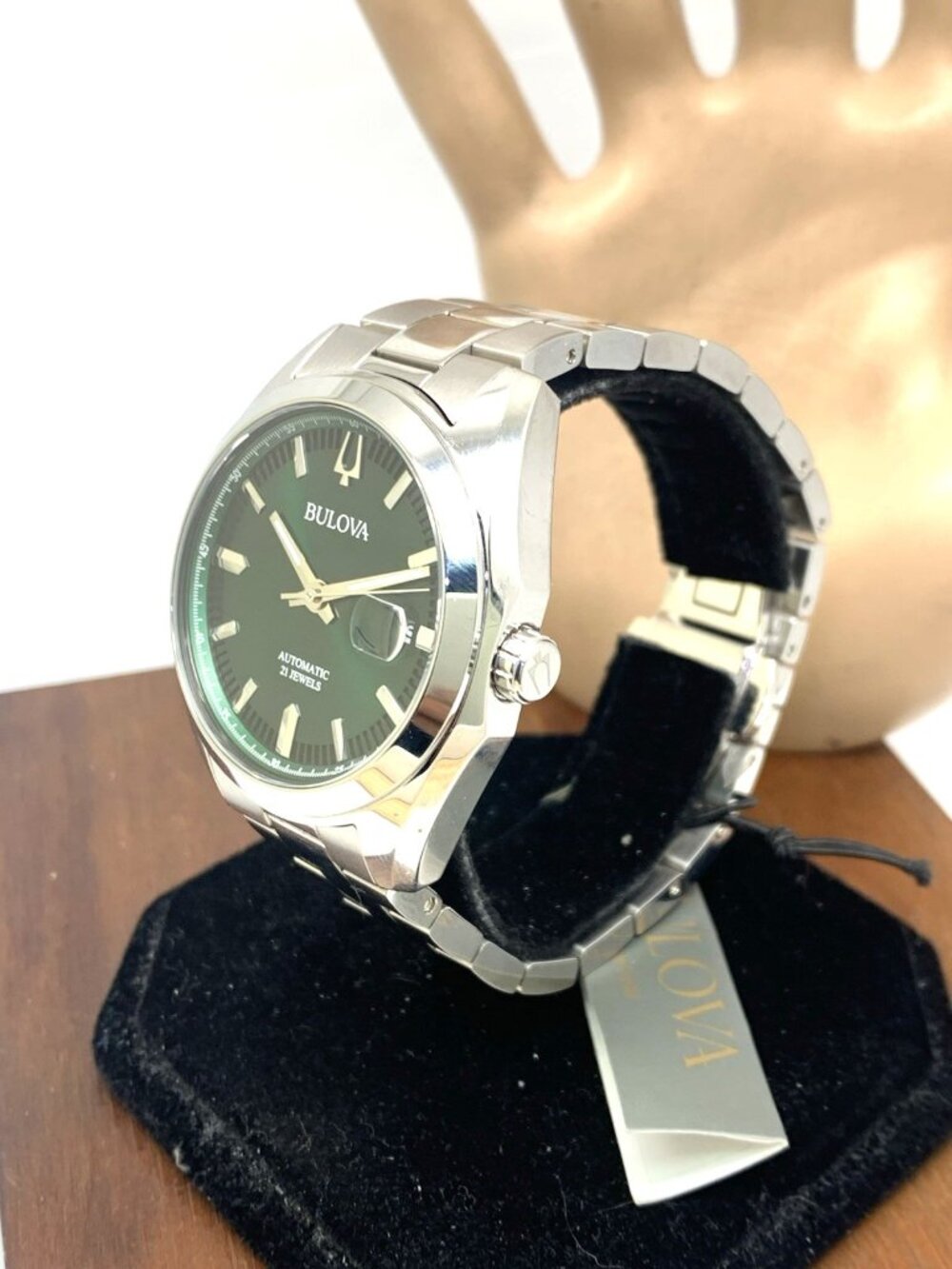 Bulova Men's Watch 96B429 Surveyor Automatic Green Dial Stainless Steel 39mm - Picture 2 of 14